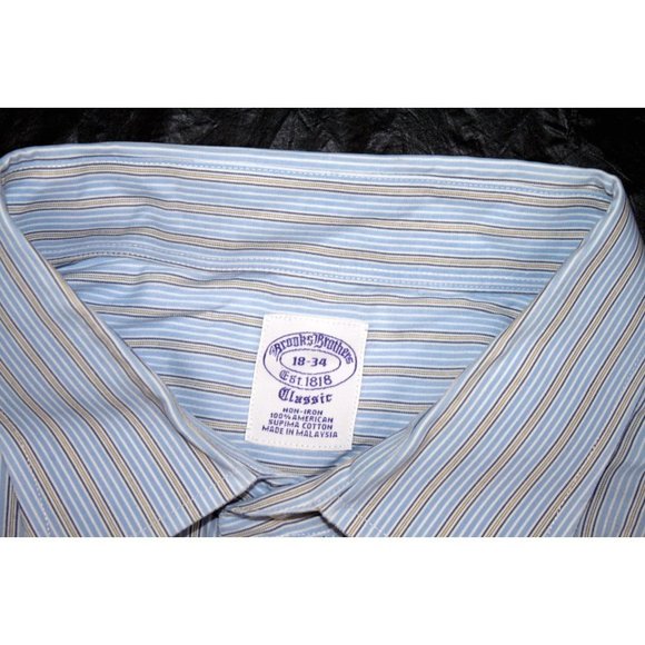 Brooks Brothers Classic 1818 Men's Long Sleeve Button Front Shirt Size 18-34 - Picture 4 of 4